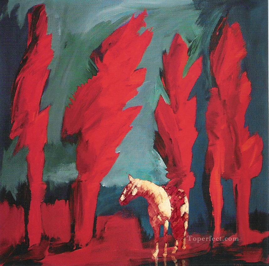 caballo en rojo occidental original Pintura al óleo